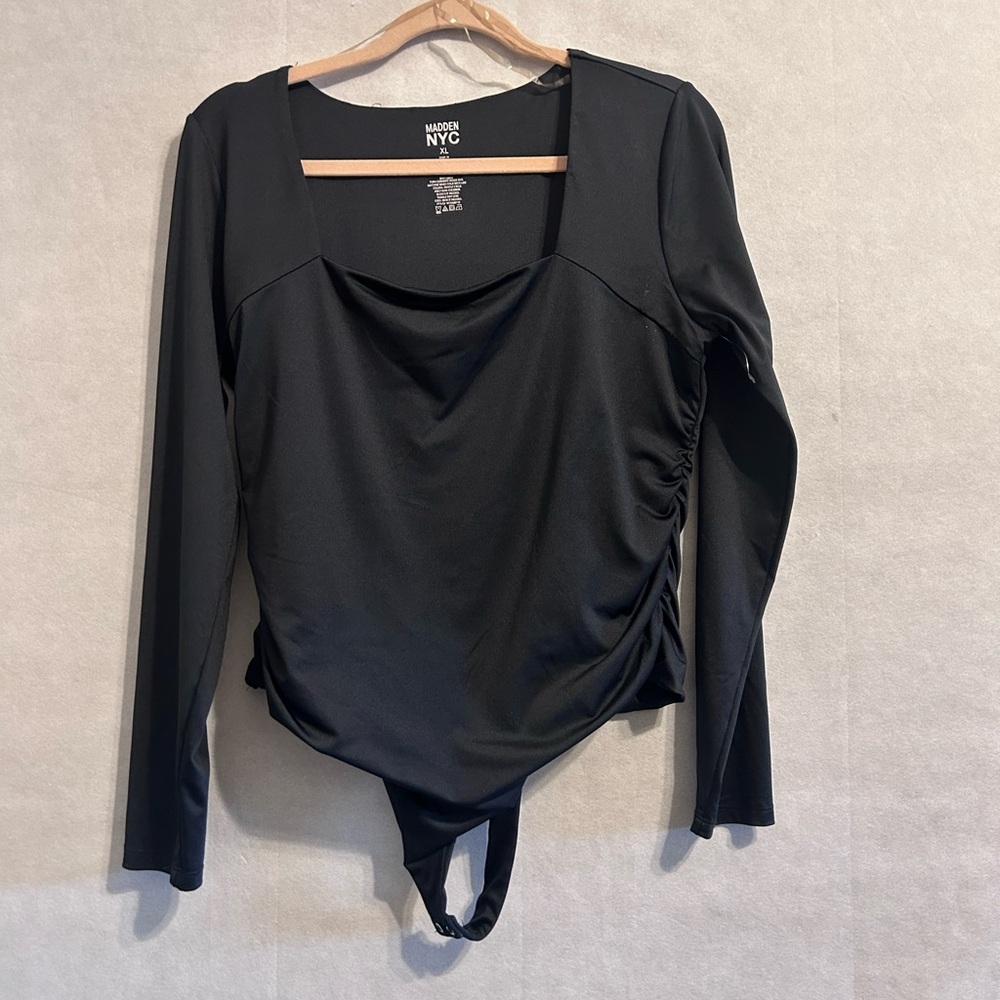 Women's Black Long Sleeve Top Steve Madden bodysuit black xl location 2
